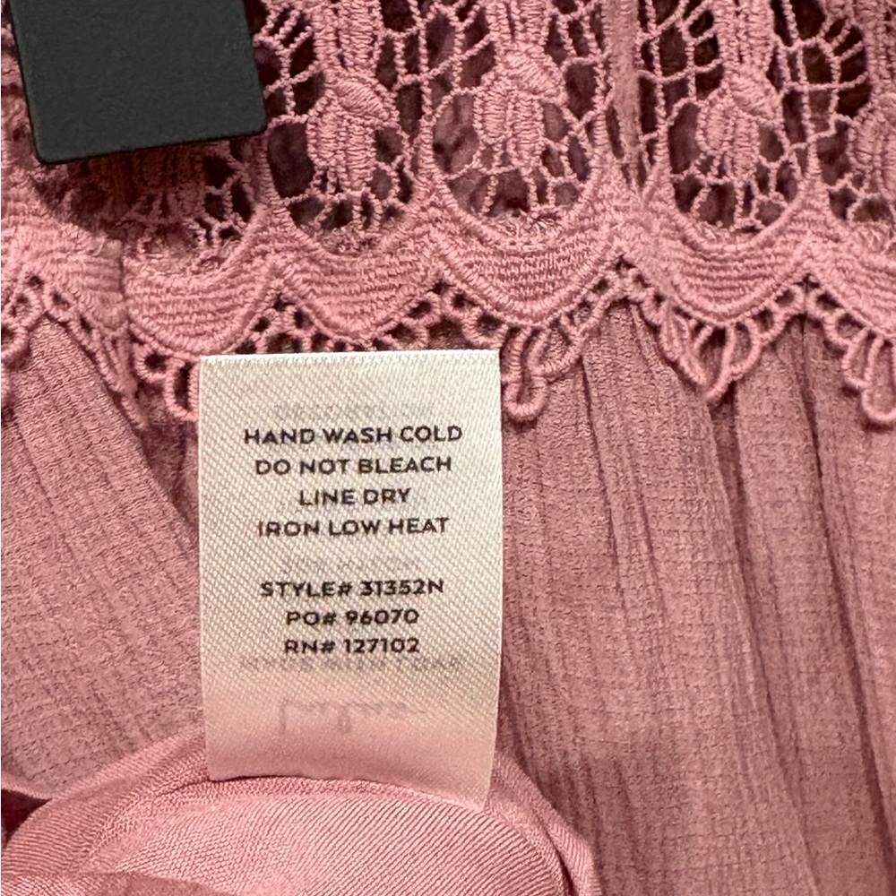 Lulu's Dusty Rose Crochet-Trim Puff Sleeve Mini Dress - Picture 8 of 11